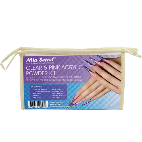 CLEAR & PINK ACRYLIC POWDER KIT