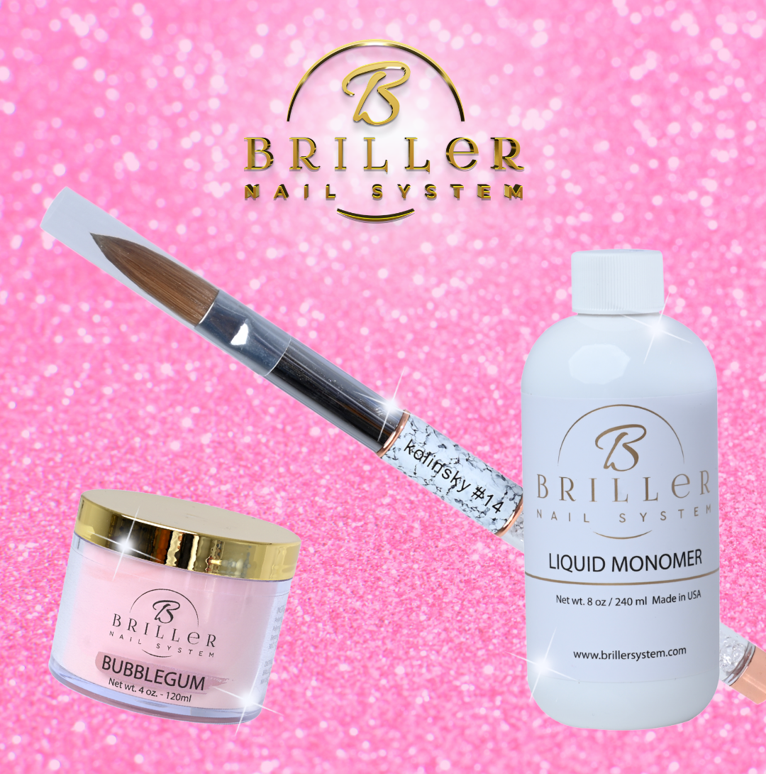 SPECIAL PACK: Pincel Kolinsky + monomer + Cover Bubblegum