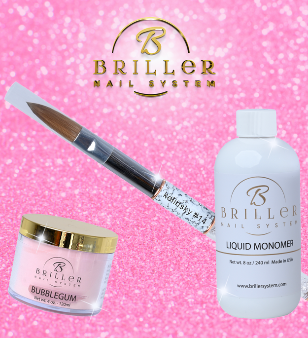 SPECIAL PACK: Pincel Kolinsky + monomer + Cover Bubblegum