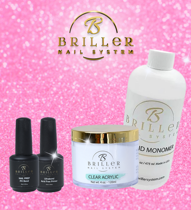 SUPER PACK: Monomer + Clear Acrylic + Ultrabond +  Nail Prep